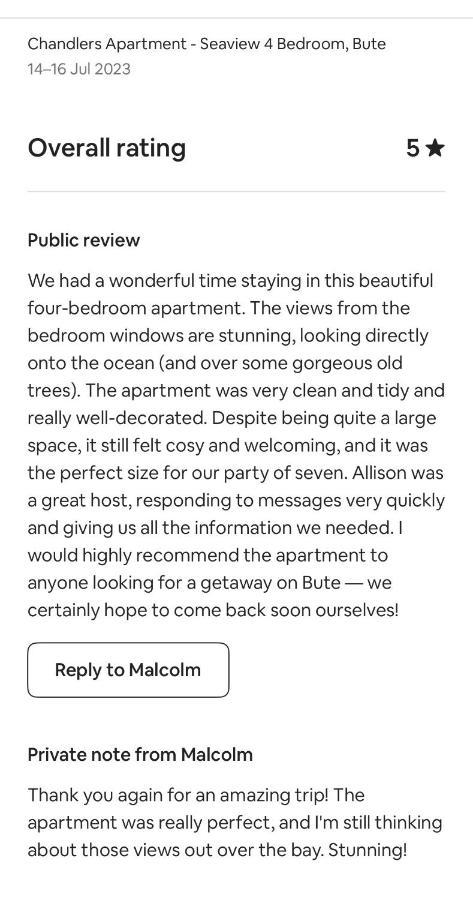 Chandlers Apartment Ascog Luaran gambar